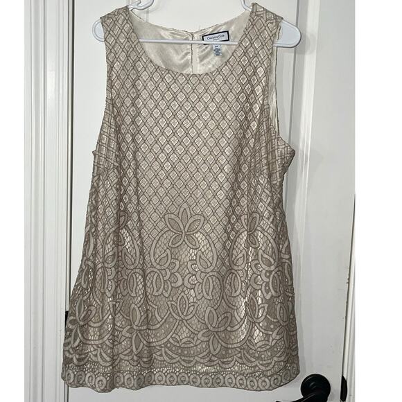Charter Club Tops - Charter Club Womens Embroidered Mesh Top Nude Cream EUC 2X